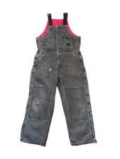 VTG Carhartt Duck Bib Overalls Gray Double Knee Naturally Distressed M / Large