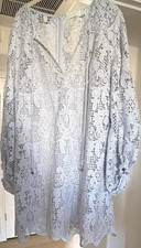 Zimmermann Light Blue Lace Mini Dress Size 3 Embroidered Balloon Sleeve Party