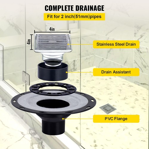 Uimoso Waterproofing Shower Curb Kit Shower Kit 48" x 48'' w/ Central Drain PVC - Picture 3 of 10
