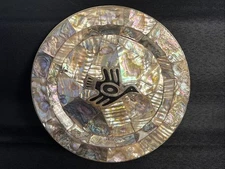 Beautiful Los Castillo Taxco Plate Mother of Pearl Abalone Inlay Bird 6.5”