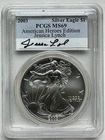 2003 American Silver Eagle PCGS MS69 - Jessica Lynch Signed American Heroes