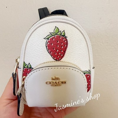 Coach White Mini Backpack with Red Strawberry Print Coach Mini Court Backpack Bag With Wild Strawberry Print NWT  main image 2