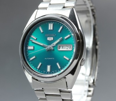 Near Mint Seiko 5 7S26-0480 Green Dial Day Date 38mm Automatic Men's Watch JAPAN