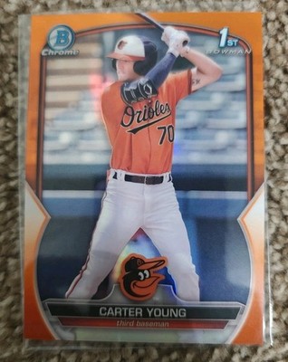 2023 Bowman Chrome Carter Young 1st Orange Refractor /25 #BCP-183 Orioles