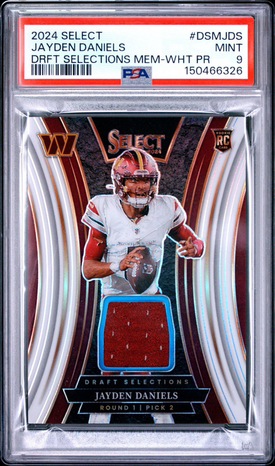 2024 Panini Select Jayden Daniels Draft Selections White Patch /75 - PSA 9