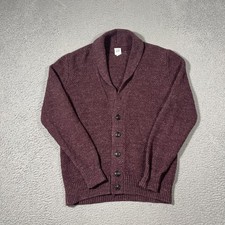 Gap Womens Sz M Burgundy Waffle Knit Cardigan Sweater Thick Warm Collar Grandpa