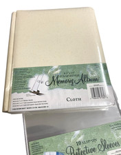 Westrim Strap Hinge Cloth Scrapbook Album 8.5 x 11 Ivory  Protective Sheets New