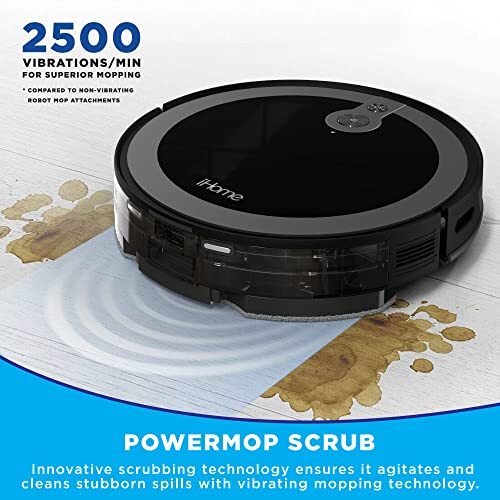IHOME AUTOVAC LUNA ROBOT VACUUM VIBRATING MOP ALEXA CAPABLE - BLACK - Picture 4 of 5