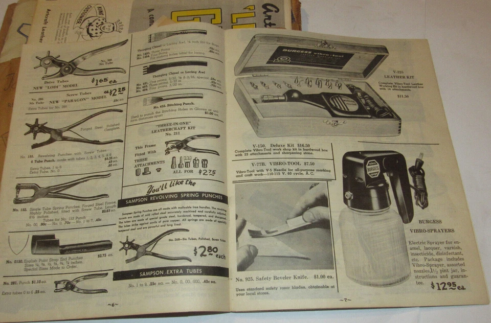 7 VINTAGE 1940s-50 LEATHER CRAFTS CATALOGS! KITS/TOOLS/PATTERNS/BELTS/WALLETS+++ - Image 3 of 4