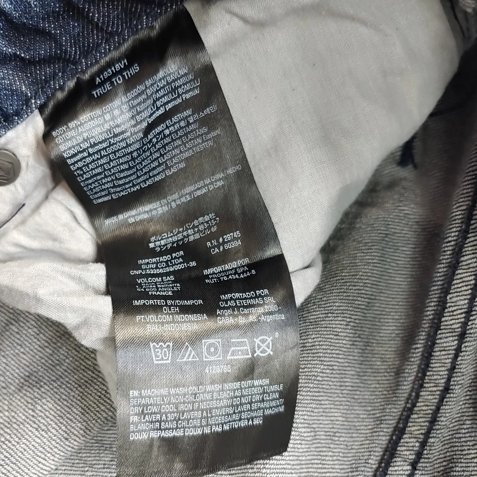 Volcom Men's Solver Modern Straight Blue Jeans Size 36 Relaxed Fit Casual Wear - Image 4 of 4