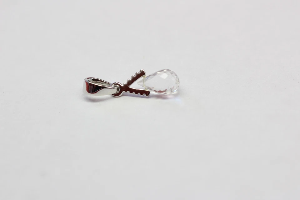 Nobile 2,25 Carati Topazio Bianco Rimorchio 925 Collier Collana Argento Alto - Immagine 3 di 4