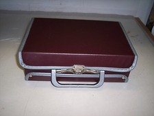 BROWN WITH SILVER STORAGE CASE FOR CASSETTE TAPES  HOLDS 12 TAPES   5