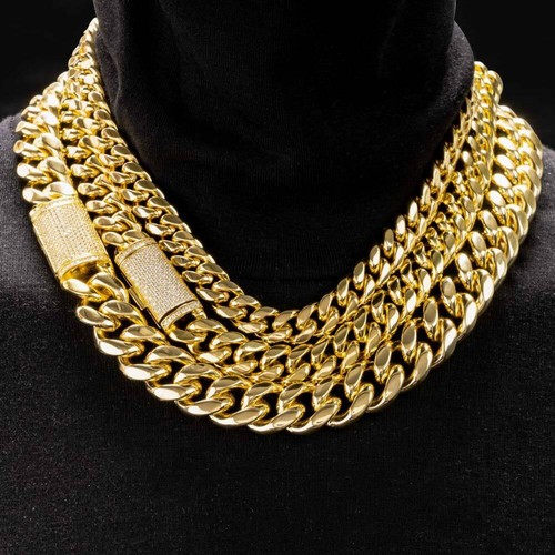 Heavy Gold Miami Cuban Chain With VVS Moissanite Clasp - Picture 2 of 10