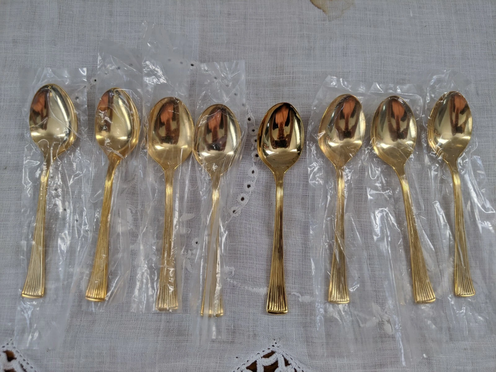 8 pc. GOLDEN ST. MORITZ BARCLAY GENEVE FLATWARE STAINLESS GOLD Sauce Spoons