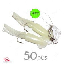 50pks Glow 4.5" Fishing Ling Cod Rig Twin Bulb Squid Lingcod Rockfish Lure NEW