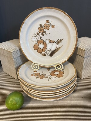 Baroque ~ Hearthside Vintage JAPAN stoneware salad plates brown