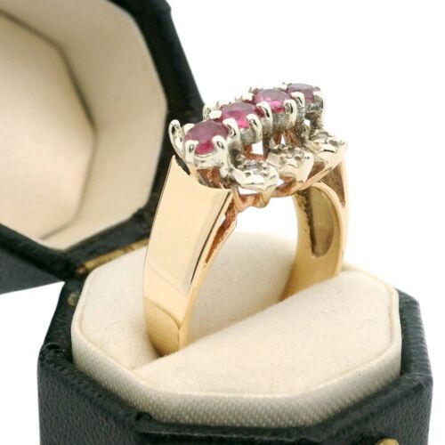 Vintage Vintage 9ct Gold Diamond and Ruby Ring dated 1979 - Picture 2 of 5
