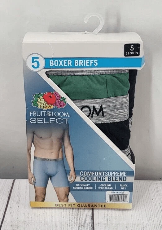 Fruit of the Loom Men's Select Comfort Supreme Cooling Boxer Briefs 5 Pack SMALL