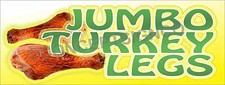 3'X8' JUMBO TURKEY LEGS BANNER Outdoor Signs LARGE Fair Concessions Smoked BBQ