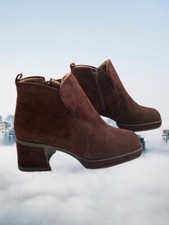 Hush Puppies Brown Suede Side Zip Waterproof Ankle Canada Winter Boots Sz 7.5 M