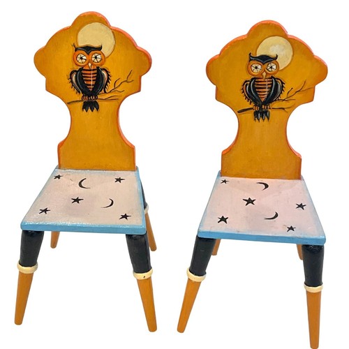 Dollhouse Miniature Artisan Hemy Eppich Halloween Table Chairs Witch Owl Design - 第 4/22 張圖片