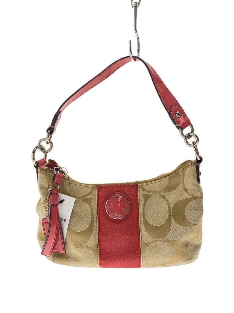 COACH shoulder bag signature canvas Pink Used