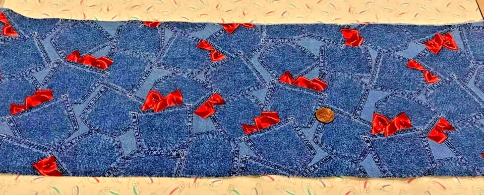 Blue & Red* Back Pocket Design/Red Bandana* Marcus* 100% Cotton Remnant *8"x 22" - Image 3 of 4