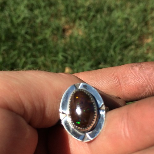 25 Ct Tw Untreated Australian Boulder Opal Handmade Sterling Silversmith Ring - Picture 10 of 10