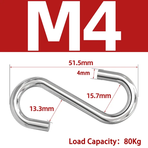 M2-M10 304 Edelstahl S Haken Küche Garten Pfanne Utensilien Aufhänger Aufhängen - Picture 9 of 13