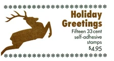 U.S. BOOKLET PANE OF 15 SCOTT#BK276B 1999 33ct CHRISTMAS REINDEER MINT P#B111111