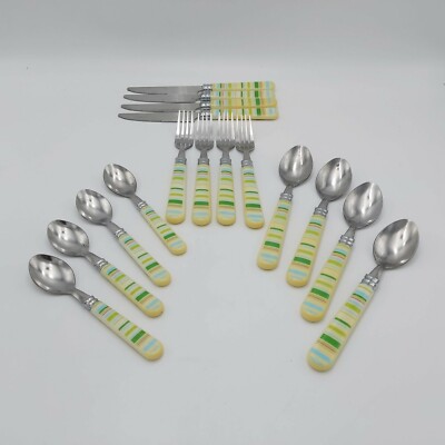 Stainless Steel Flatware - 4 Place Setting -Multi Colored Handles