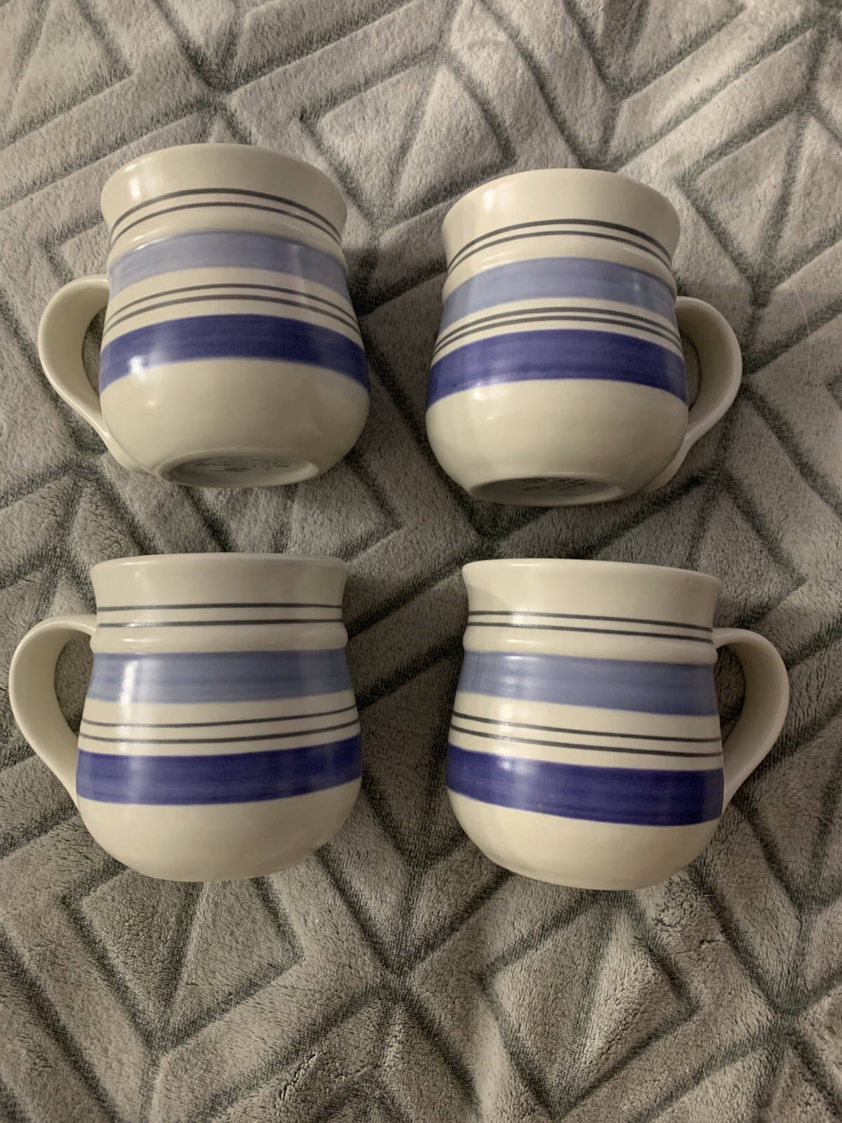 Vintage Pfaltzgraff Rio Design  Stoneware Set Of 4 Mugs Hand Painted in Mexico
