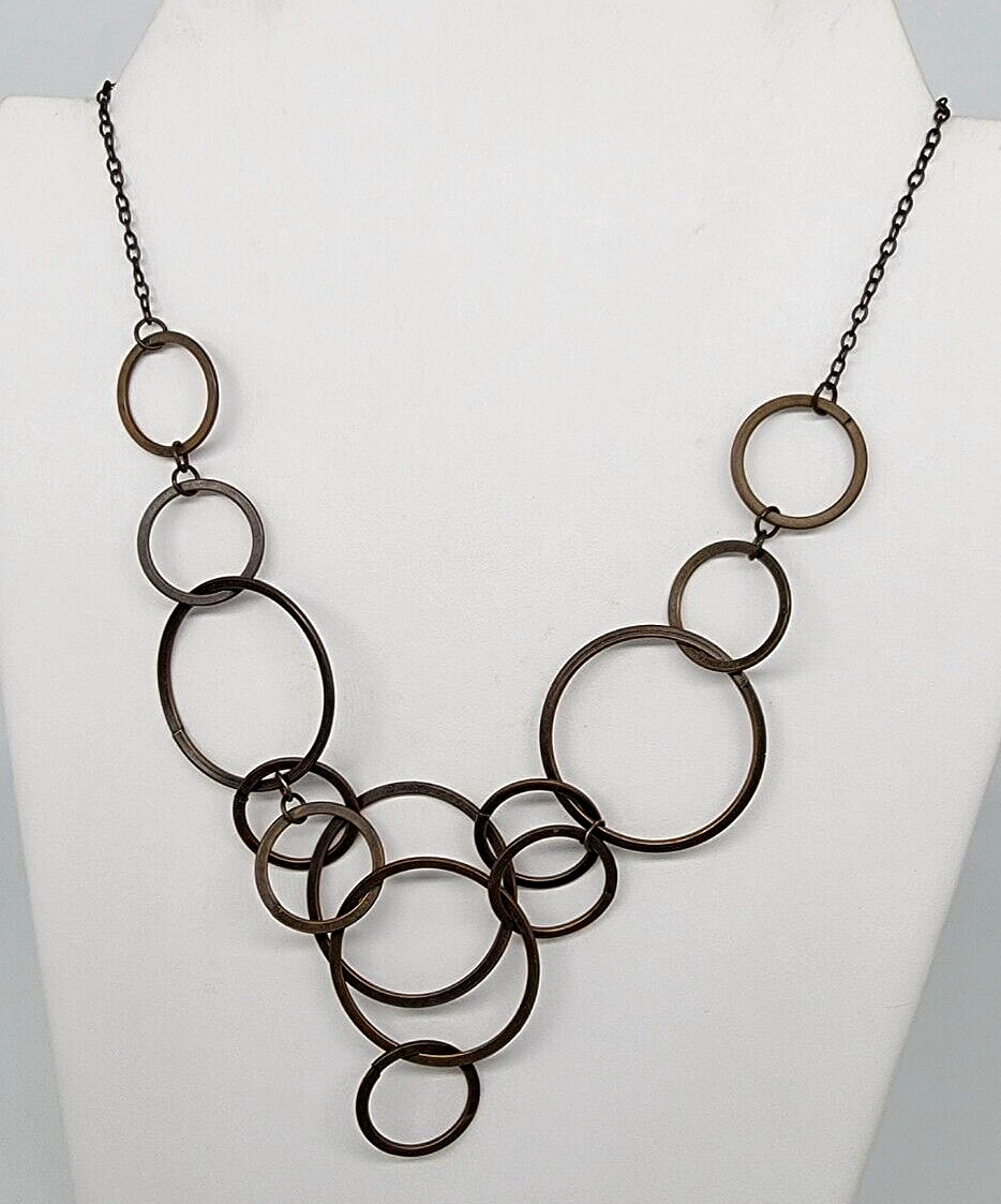 Circle Design Chain Necklace  Interlocking Brass … - image 5
