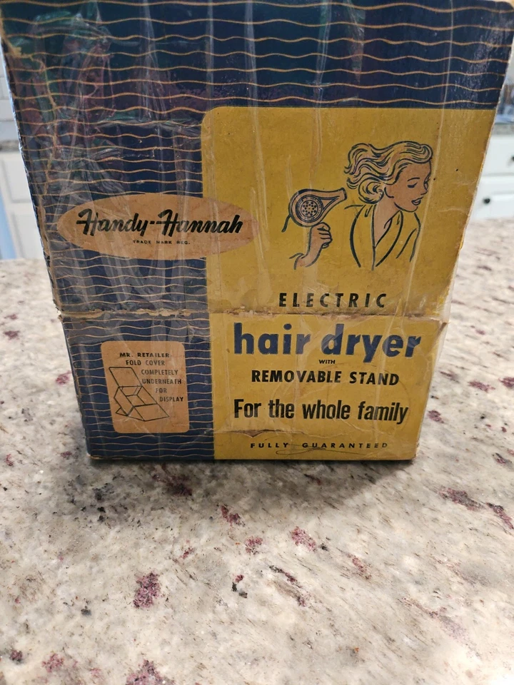 SECADOR DE PELO ELÉCTRICO HANNAH MÓVIL AÑOS 50/con soporte y exhibición desmontables/retro Foto 2 de 4