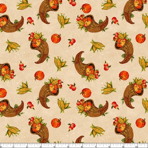 Estampados Wilmington - Parche Gnomo-Kin - Cornucopia Toss Cream, tela por yarda - Imagen 2 de 5