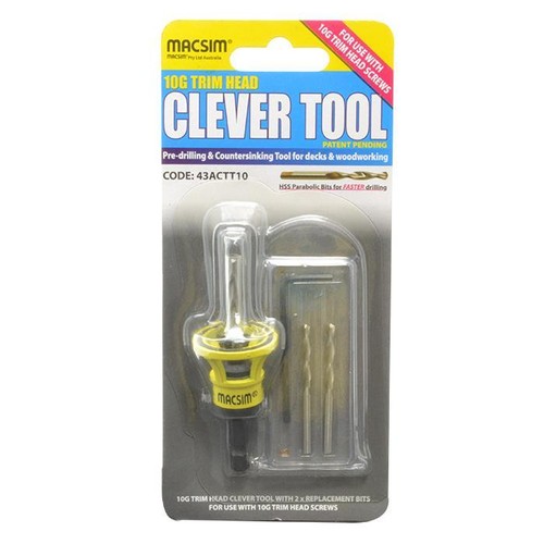 10g MACSIM CLEVER Tool Trim Head Countersunk Decking Screws Merbau Deck