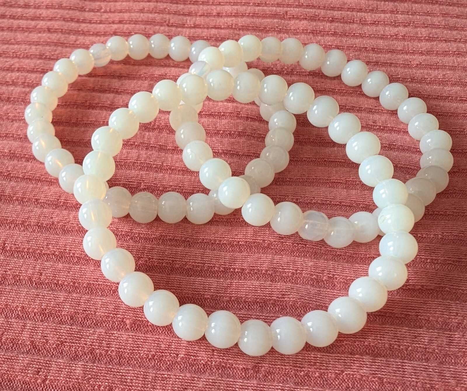 3-Pack Stretch Elastic Opalite Moonstone 6mm Bracelets  