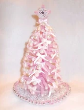 OOAK 8"LIGHTED PINK~PEARL DOLLHOUSE MINIATURE CHRISTMAS TREE 1:12 HAND DESIGNED