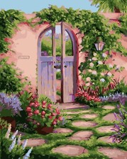 Paint By Numbers Adults kids Flower Gate Door DIY Painting Kit 40x50CM Canvas
