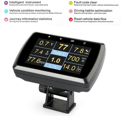 Digital Display Car OBD OBD2 Speedometer Gauge RPM Fault Code Water Temp Alarm - Foto 2 di 14