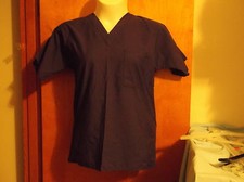 LADY'S CREST V' NECK  SCRUB TOP.in DEEP PURPLE.....SIZE SMALL