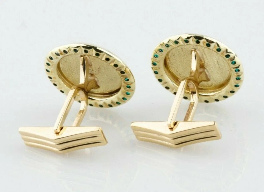 Gemelos Lucien Piccard oro amarillo 14k granate tsavorita ¡Bonitos! Foto 3 de 4