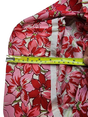 Vtg 50s Holiday Floral XS Dress Cotton Poinsettia Red Wiggle Fitted Square Neck - Picture 13 of 15