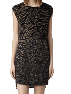 allsaints beaded dress Vintage All Saints Hand Embellished Black Beaded Mini Camisole Sheath  Brie