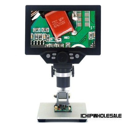 Digital Microscope 12MP 1200X 1080FHD 7'' Display Adjustable Angle 8 LEDs  G1200