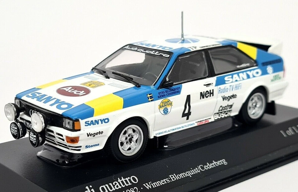 Minichamps escala 1/43 - Audi Quattro Swedish Rally 1982 ganadores Blomqvist Cederb Foto 3 de 4
