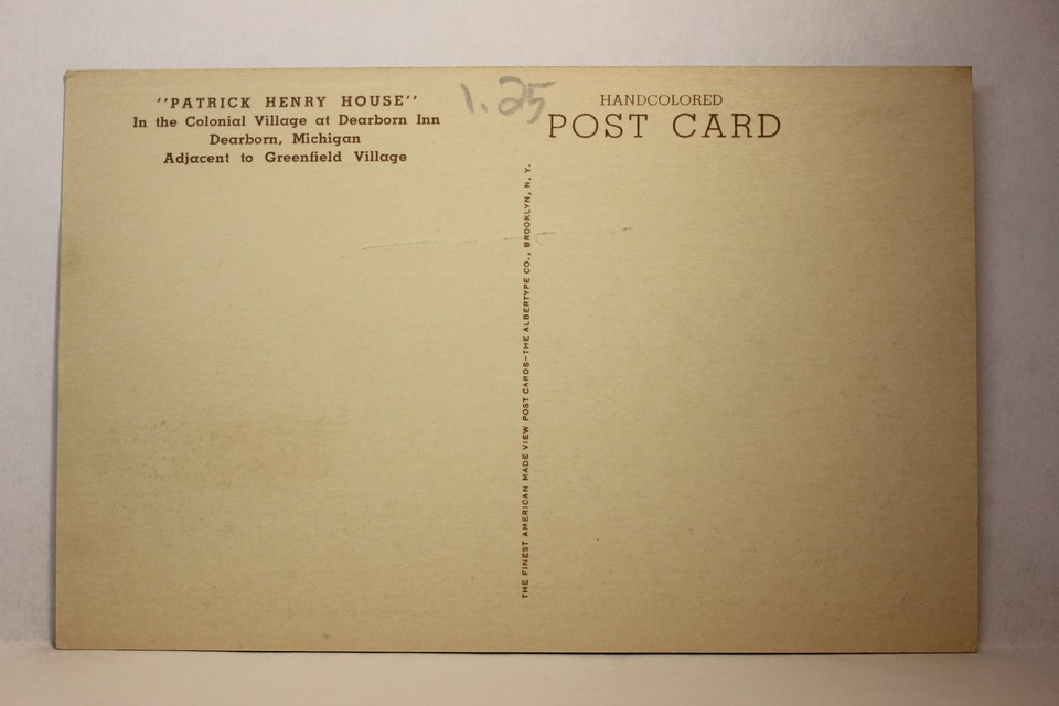 Postcard Patrick Henry House Colonial Village Dearborn Inn Dearborn MI