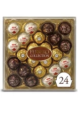 Ferrero Rocher Collection, Fine Hazelnut Milk Chocolates, 24 Count, Gift Box