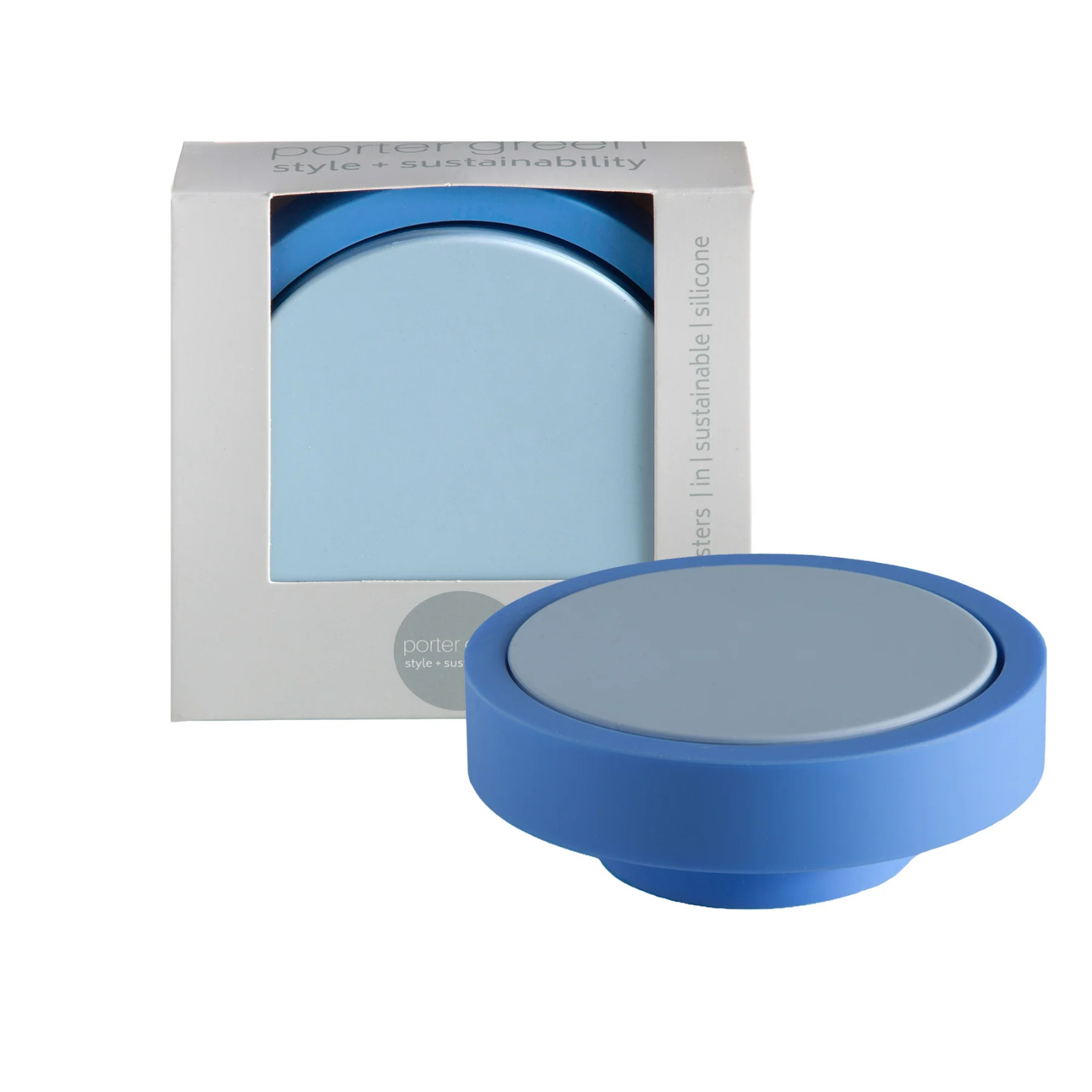 Set of 4 Unbreakable Silicone Coasters & Holder Sky & Kingfisher - Ciss Sorrento