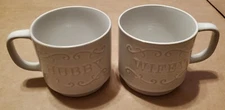 Hubby Wifey Stackable Coffee Mug Set Heartland Home Tea Beige White Cottagecore
